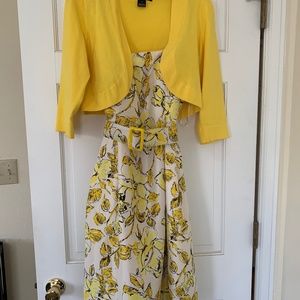 Vintage Jessica Howard sundress with yellow shrug